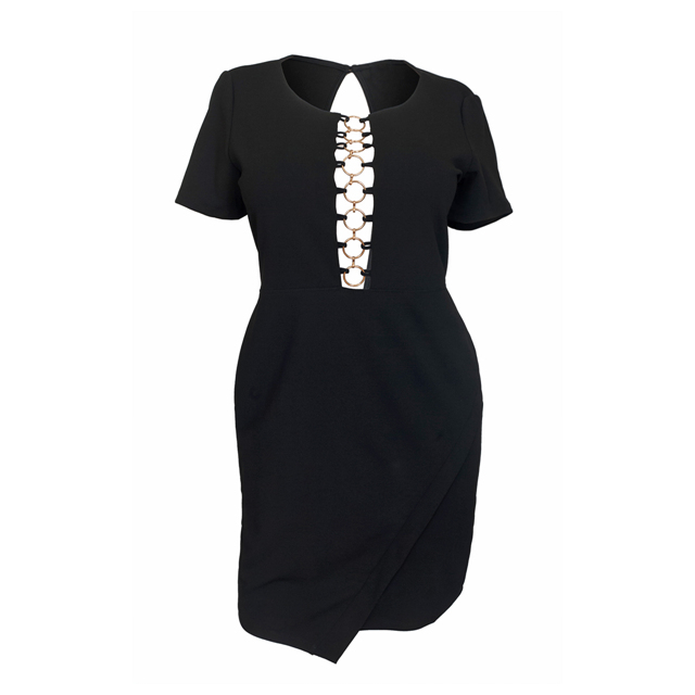 Women's Sexy Cutout Fit and Flare Dress Black Photo 1