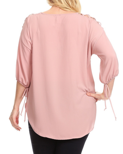 pink cold shoulder tops plus size
