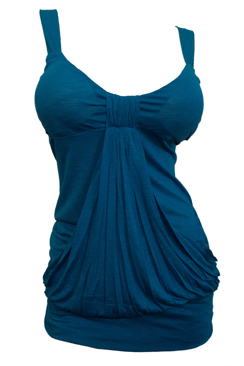 Plus size Low Cut Draping Top Teal | eVogues Apparel