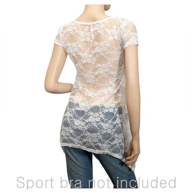 Plus size Sheer Floral Lace Top White Photo 3