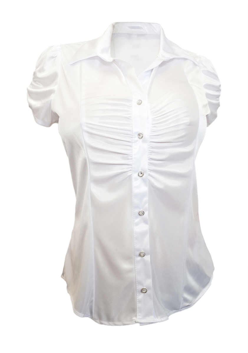 Plus Size Satiny Dressy Shirt White | eVogues Apparel