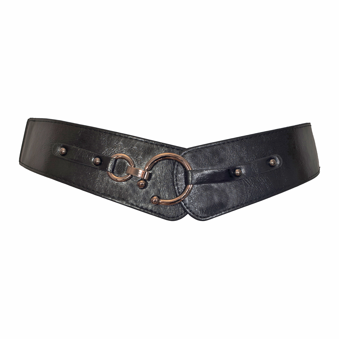 Plus Size Hook Buckle Faux Leather Wide Elastic Belt Black Photo 1
