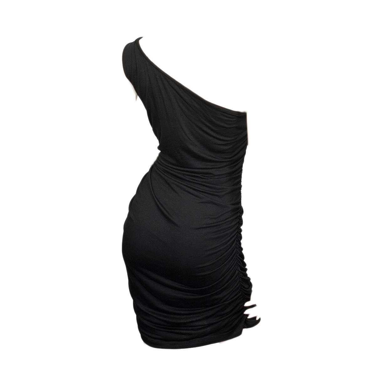 Sexy Black Single Shoulder Plus size Mini Dress Photo 4