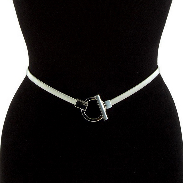Plus size O-Ring Pendant Buckle Metal Elastic Waist Belt Silver Tone Photo 1