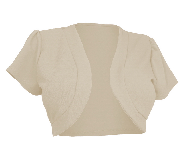 Plus size Open Front Short Sleeve Bolero Khaki Photo 1