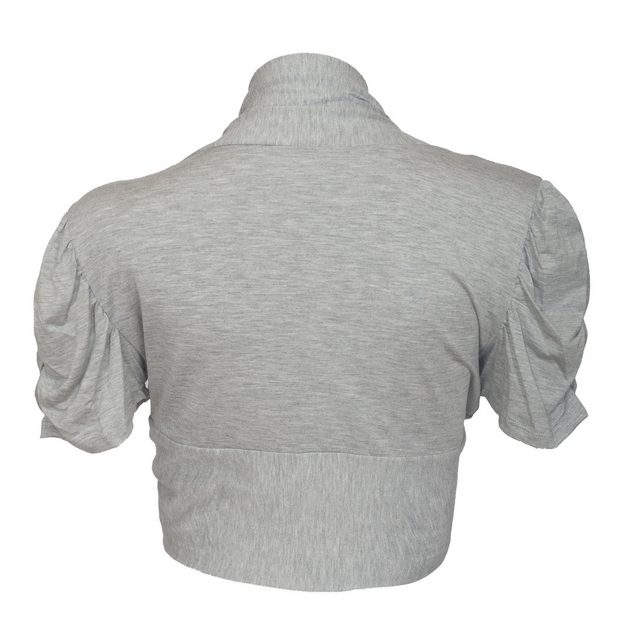 Plus size Ruched Sleeves Cropped Bolero Shrug Gray Photo 2