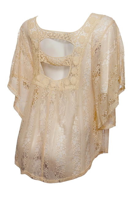 Plus Size Sheer Crochet Lace Poncho Top Ivory | eVogues Apparel