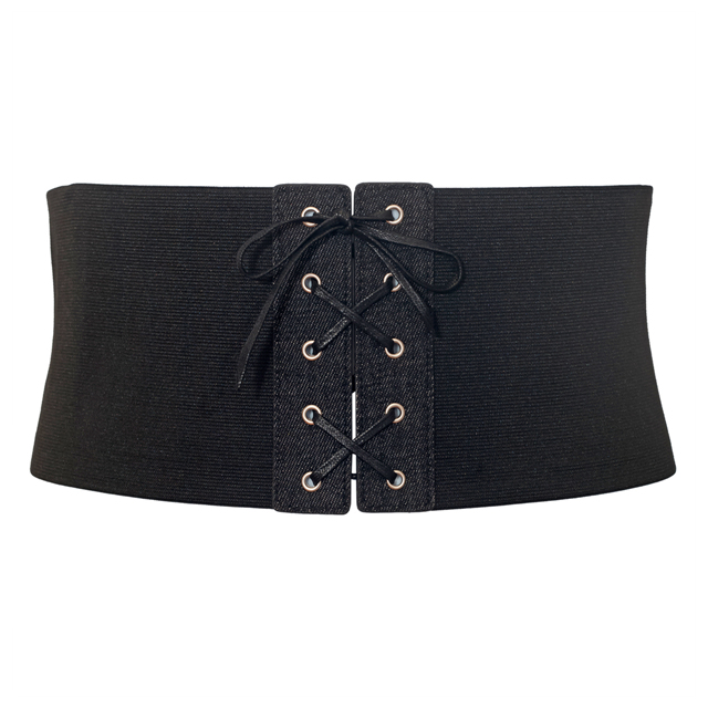 Plus size Corset Style Wide Elastic Belt Black Denim Photo 1