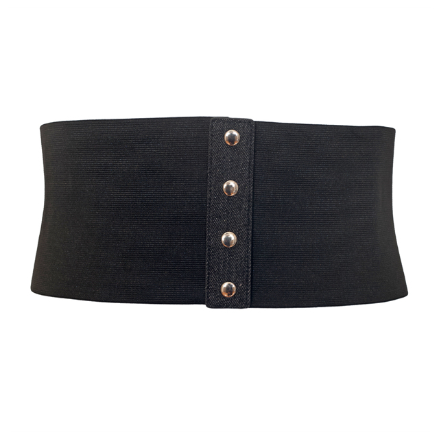 Plus size Corset Style Wide Elastic Belt Black Denim Photo 2