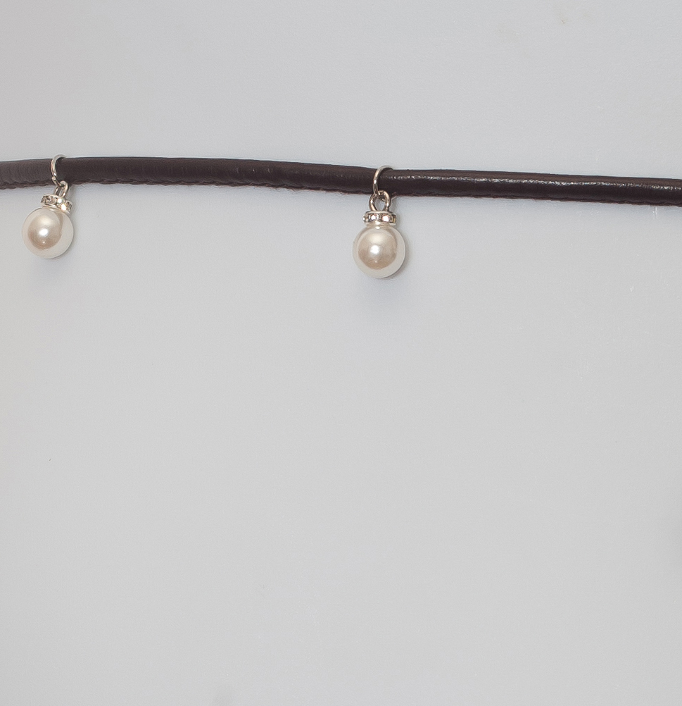 Plus Size Pearl Detail Faux Leather Waist String Belt Brown Photo 2
