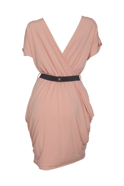 Plus size Deep V-Neck Wrap Bodice Dress Peach Photo 2