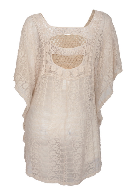 Plus Size Sheer Crochet Lace Poncho Top Ivory 19618 Photo 2