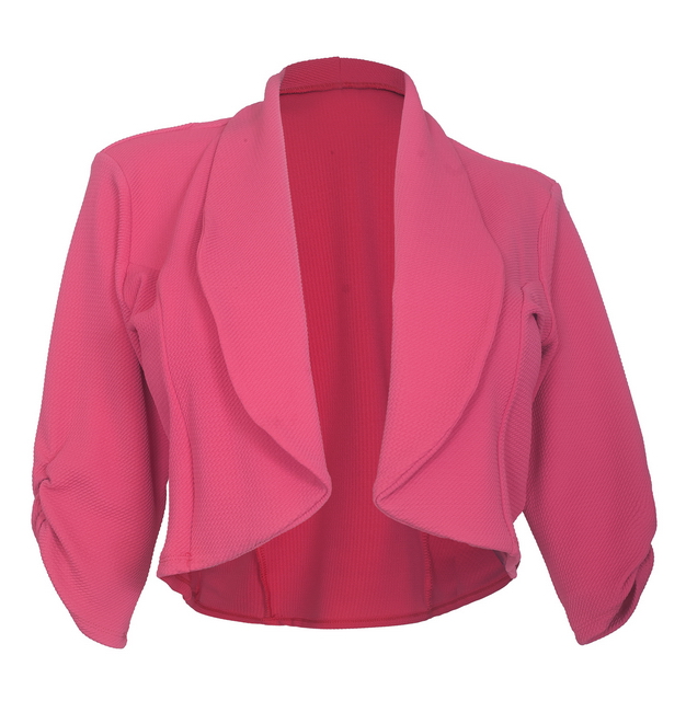 Plus Size Open Front Cropped Jacket Hot Pink Photo 1