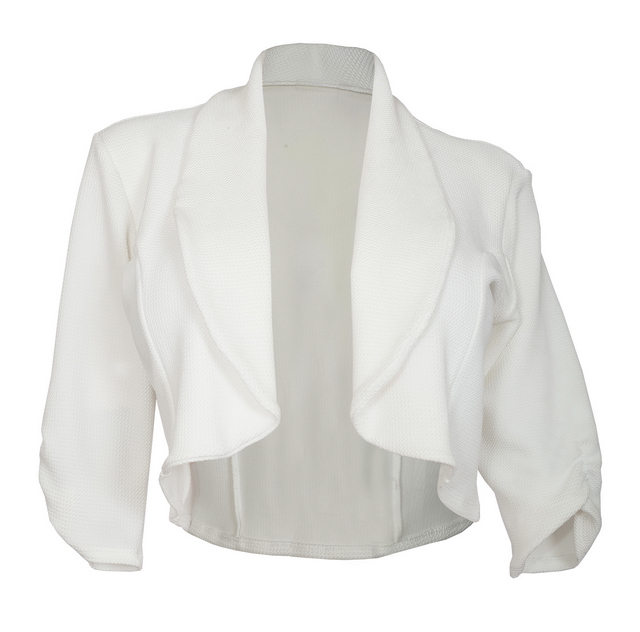 Plus Size Open Front Cropped Jacket White Photo 1