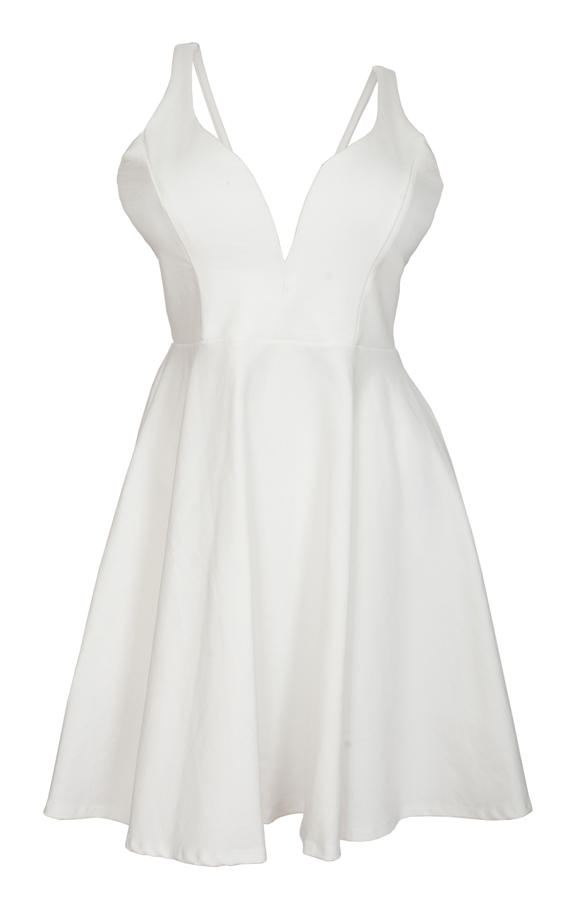Plus Size Pleated Bodice Sleeveless Flare Dress White 19618 | eVogues ...