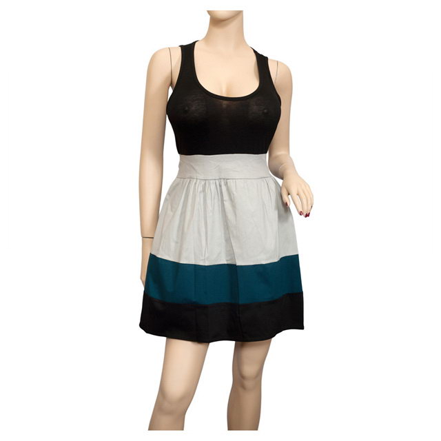 Plus Size Color Block Mini Dress Blue | eVogues Apparel