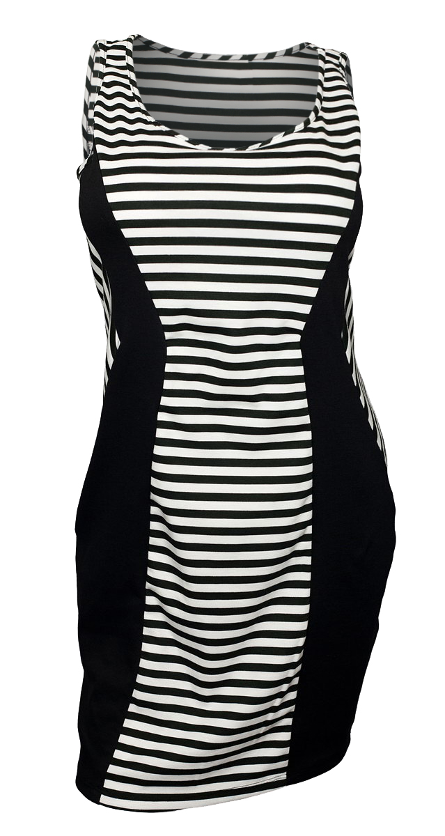 Plus size Sleeveless Dress Black Stripe Print | eVogues Apparel