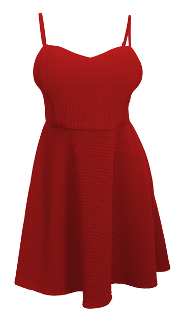 Plus Size Embossed Flared Mini Dress Red | eVogues Apparel