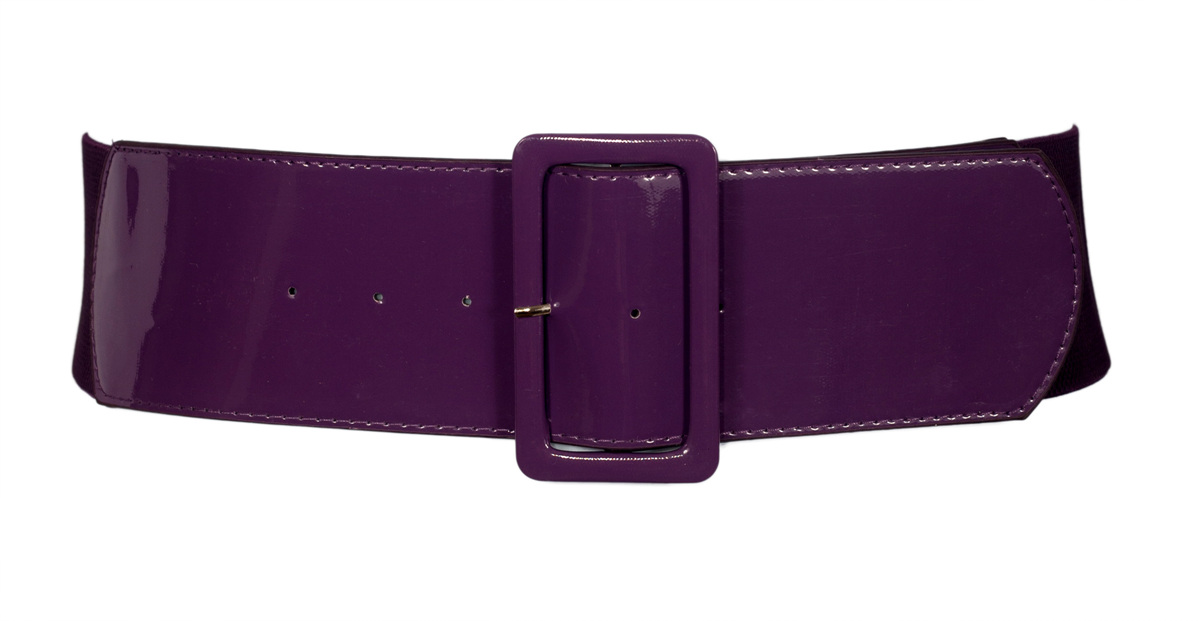 Women's Wide Patent Leather Fashion Belt Purple Photo 1