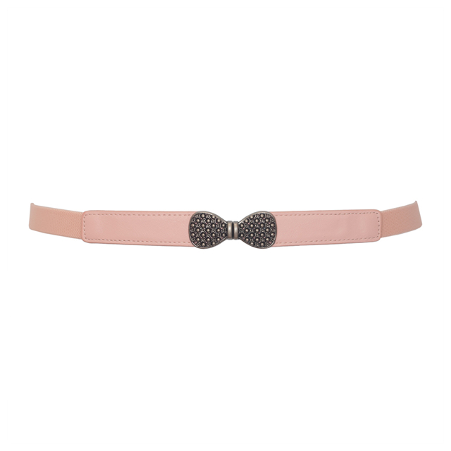 Plus size Bow Buckle Skinny Elastic Belt Baby Pink Photo 1