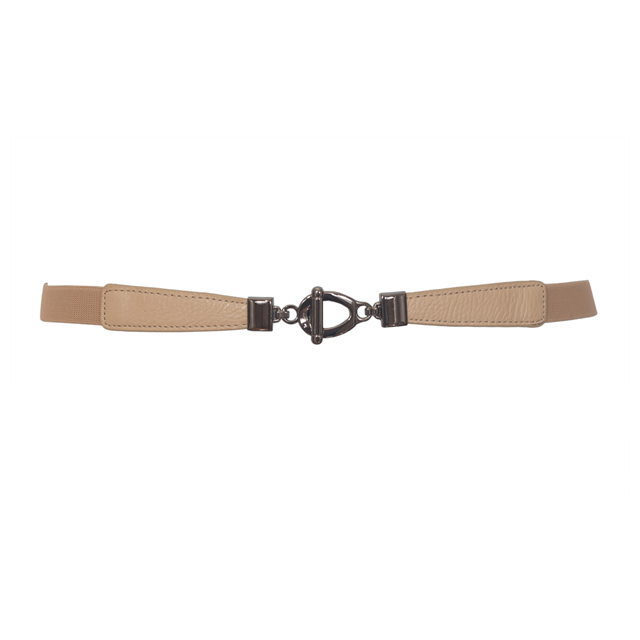 Plus size Metal Buckle Skinny Elastic Cinch Belt Beige Photo 1