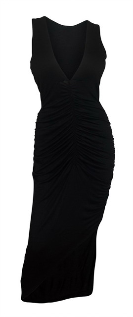 Plus size Jersey Knit Ruched Maxi Dress Black | eVogues Apparel