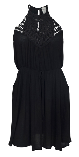 Plus Size Crocheted Illusion Fit & Flare Dress Black Photo 1