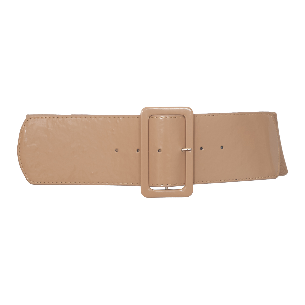 Plus Size Wide Patent Leather Fashion Belt Beige Photo 1