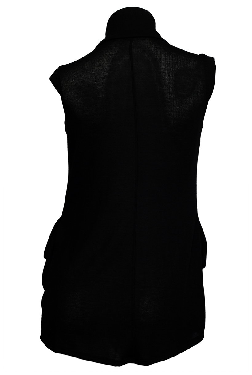 Plus Size Sleeveless Draped Cardigan Black | eVogues Apparel