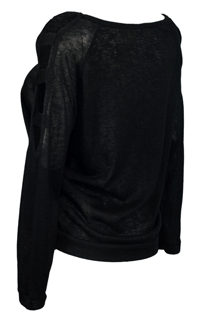  Plus size Cutout Long Sleeve Knit Top Black Photo 3