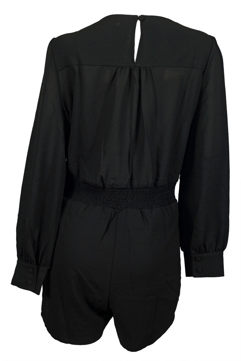 Plus Size Long Sleeve Romper Black | eVogues Apparel