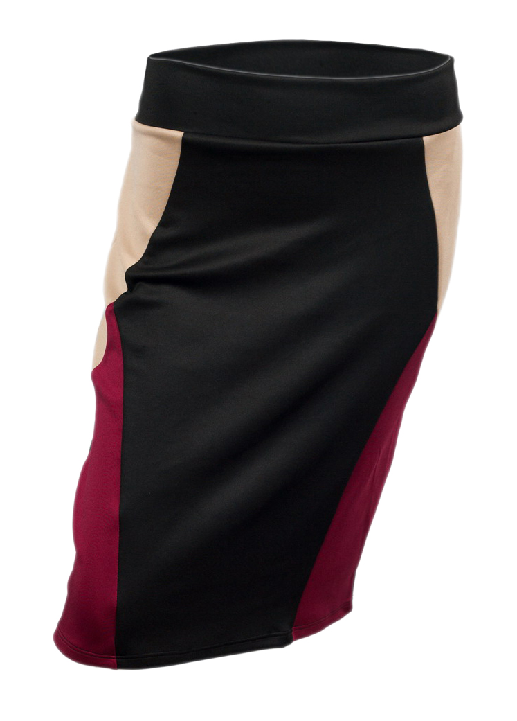 Plus Size Color Block Skirt Burgundy | eVogues Apparel