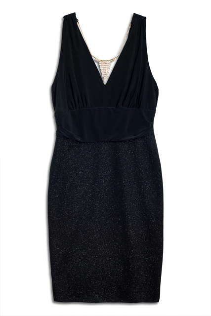 Plus Size Empire Waist Dress with Necklace Detail Black Photo 1