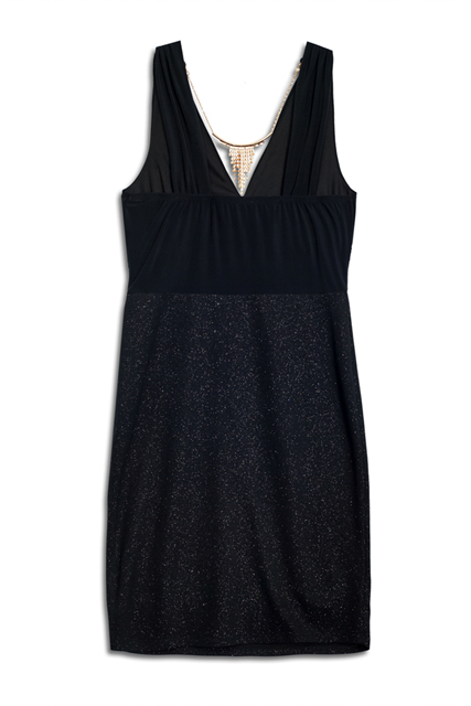 Plus Size Empire Waist Dress with Necklace Detail Black Photo 2