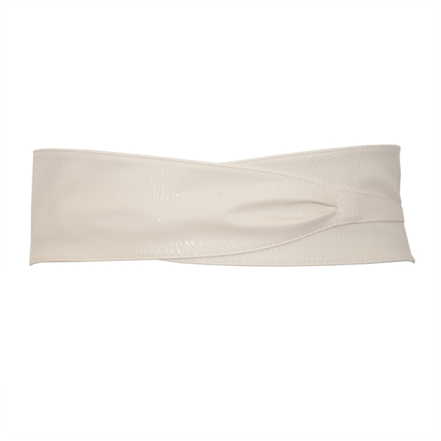 Plus size Faux Leather Obi Waistband Sash Belt Off White Photo 1