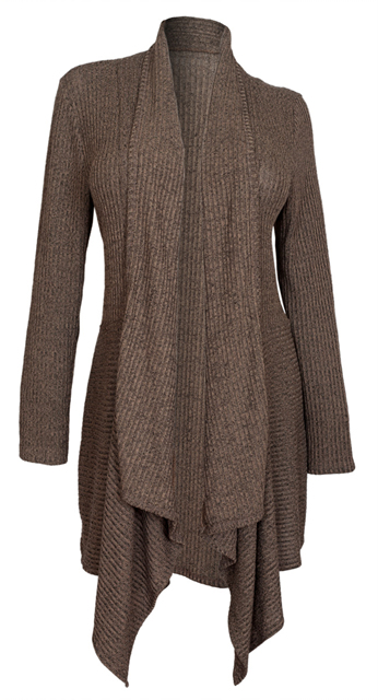 Plus Size Open Front Long Knit Cardigan Brown | eVogues Apparel