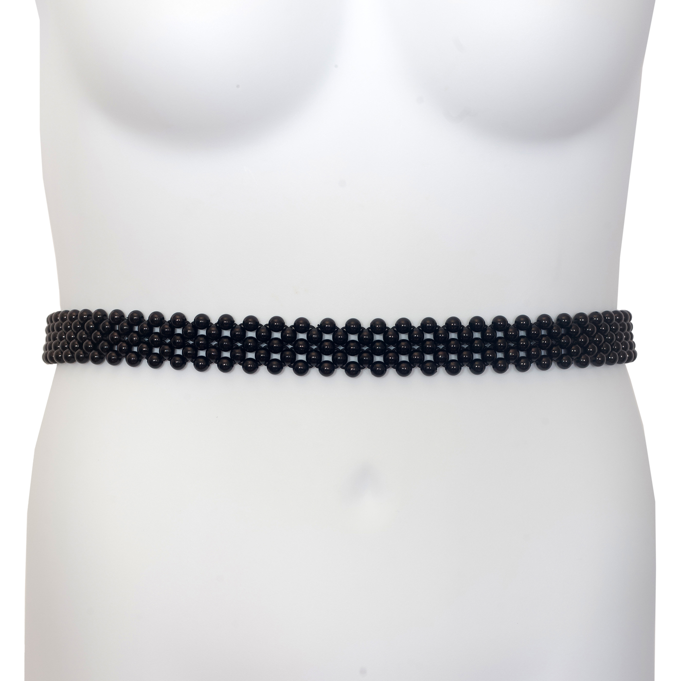 Plus Size Pearl Link Elastic Waist Belt Black 181020 Photo 2