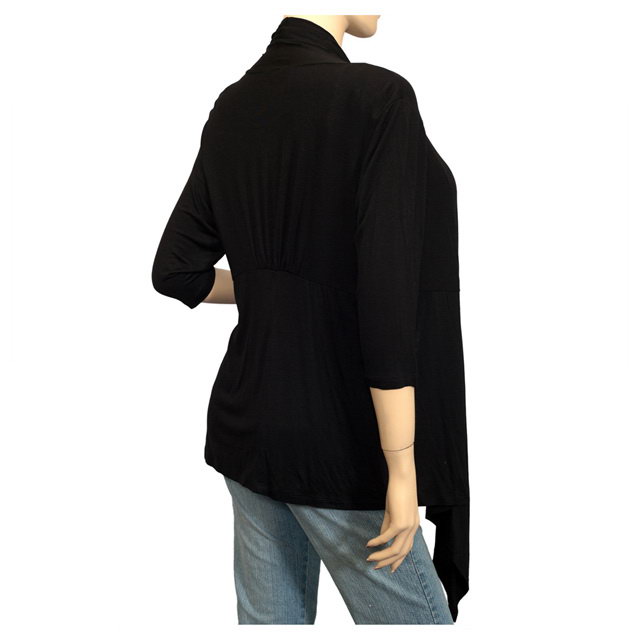 Plus Size Longline Drape Front Cardigan Black Photo 3