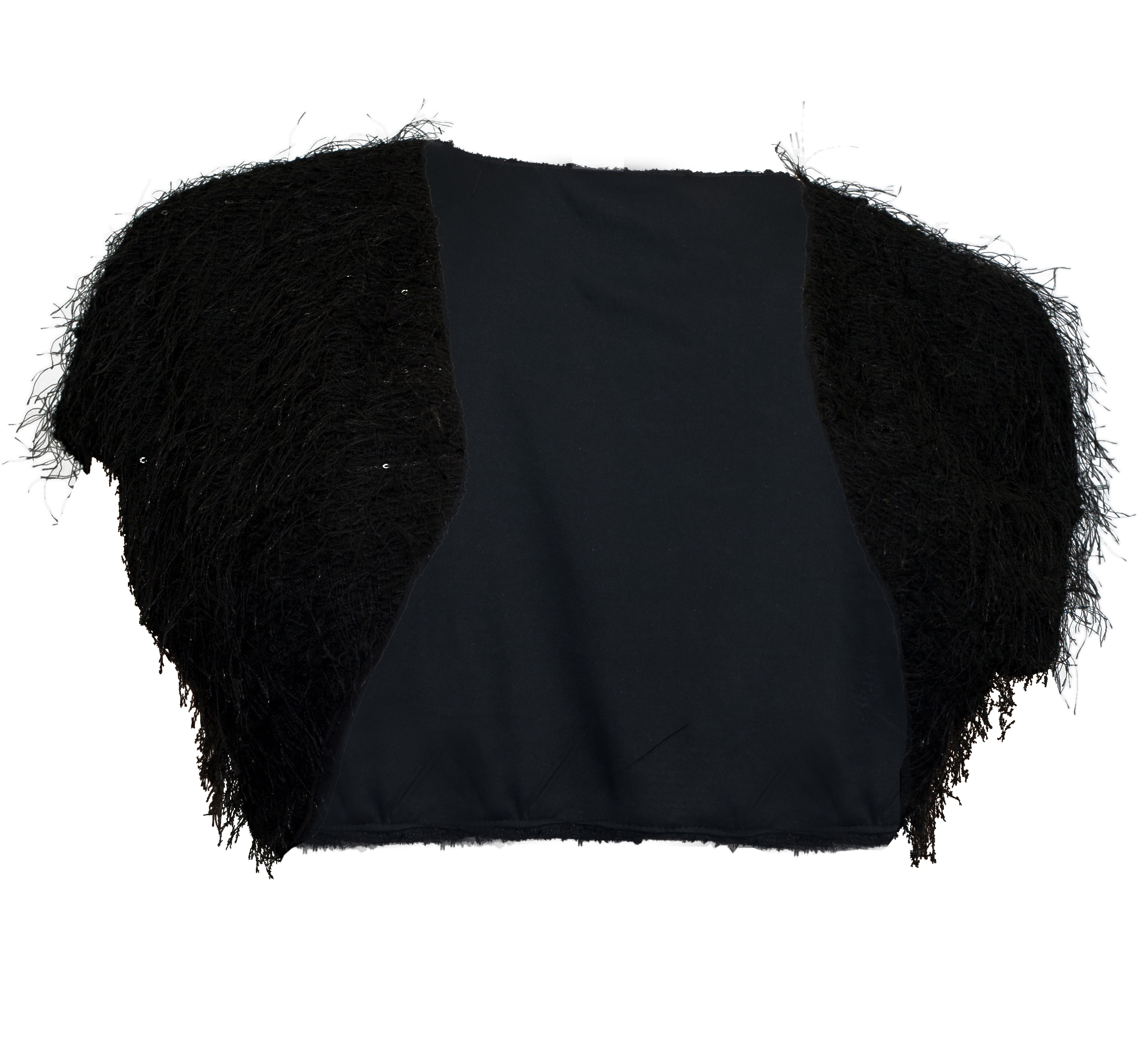 Plus Size Cropped Fringe Bolero Shrug Black | eVogues Apparel