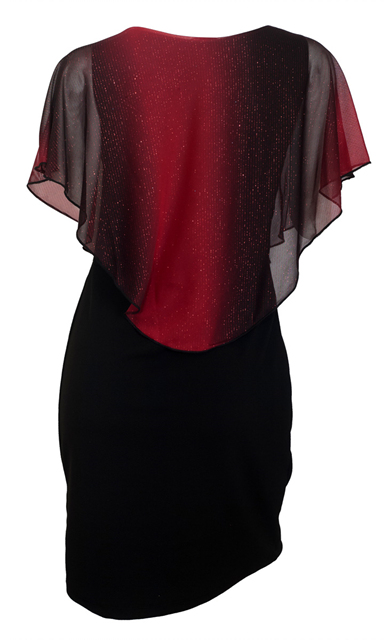 Plus Size Layered Poncho Dress Glitter Red Photo 2