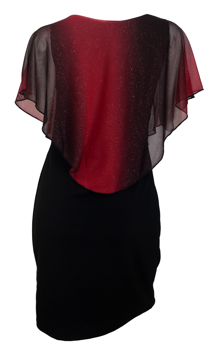 Plus Size Layered Poncho Dress Glitter Red | eVogues Apparel