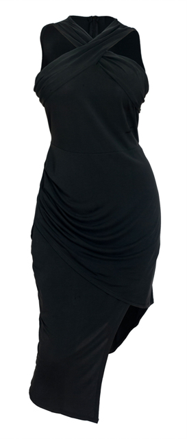 Plus Size Sleeveless Asymmetrical Hem Dress Black Photo 1