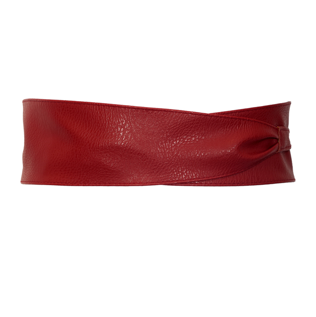 Plus size Faux Leather Obi Waistband Sash Belt Red Photo 1