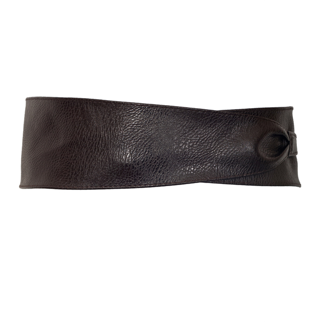 Plus size Faux Leather Obi Waistband Sash Belt Dark Brown Photo 1