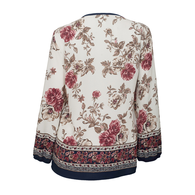 Plus Size Long Sleeve Top White Floral Print Photo 2