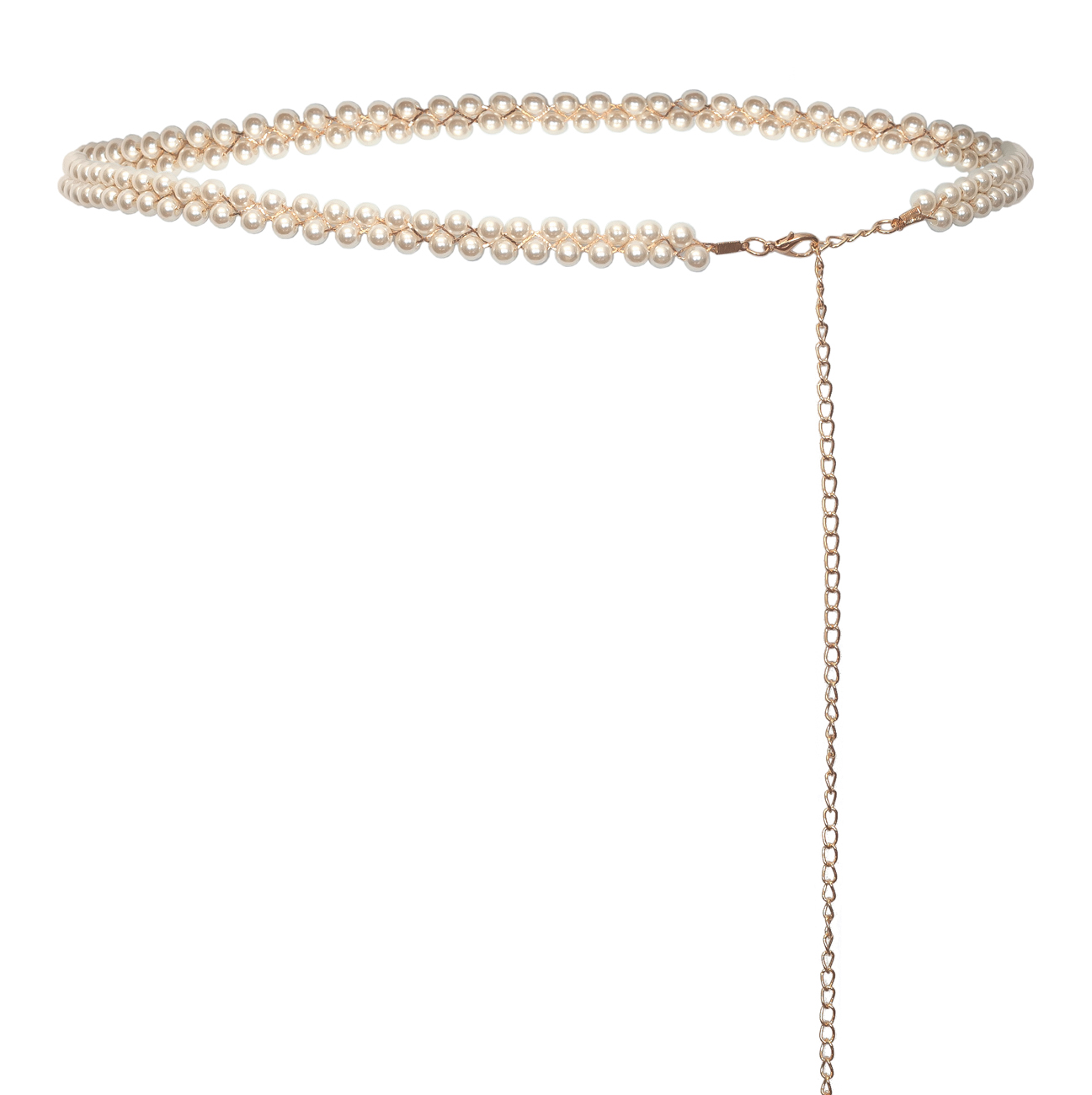 Plus Size Adjustable Pearl Chain Link Waist Belt 181020 Photo 1