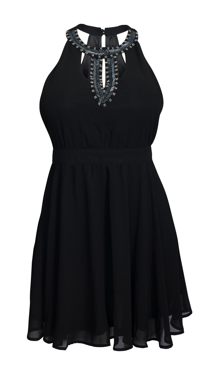 Plus size Beaded Halter Dress Black | eVogues Apparel