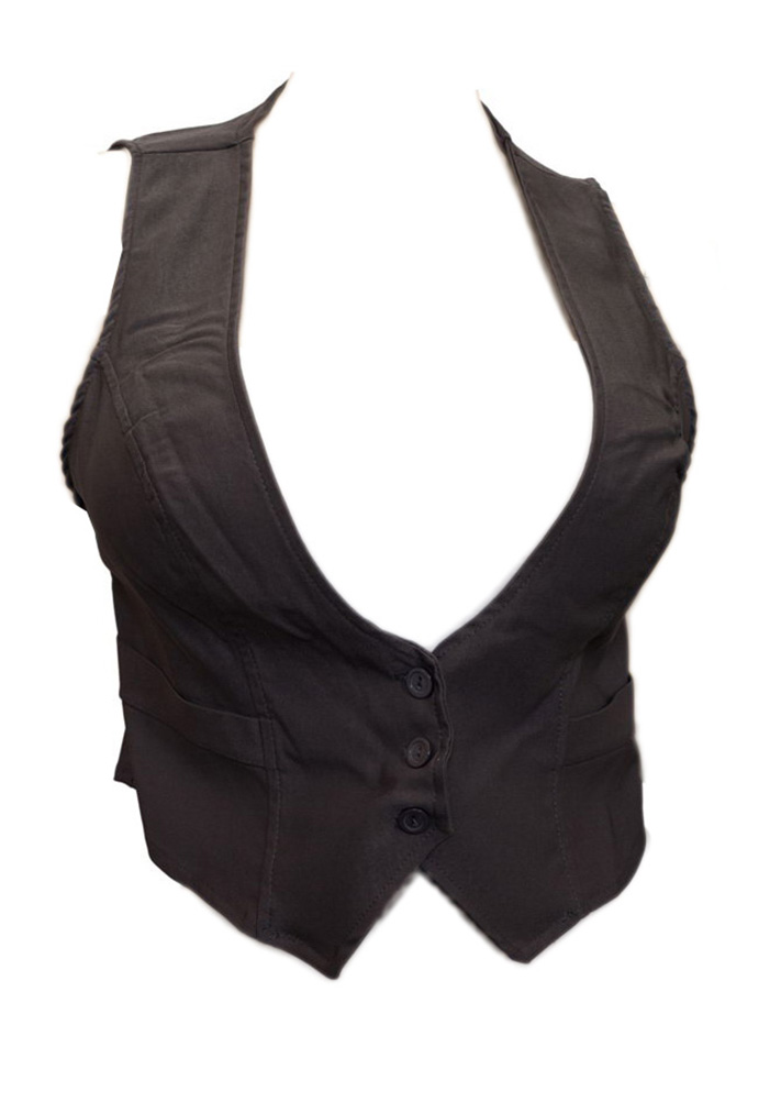cropped button vest