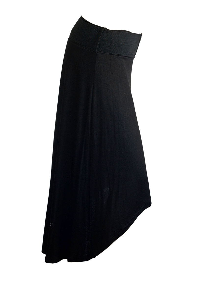 Plus size High Low Skirt with Elastic Belt Black | eVogues Apparel