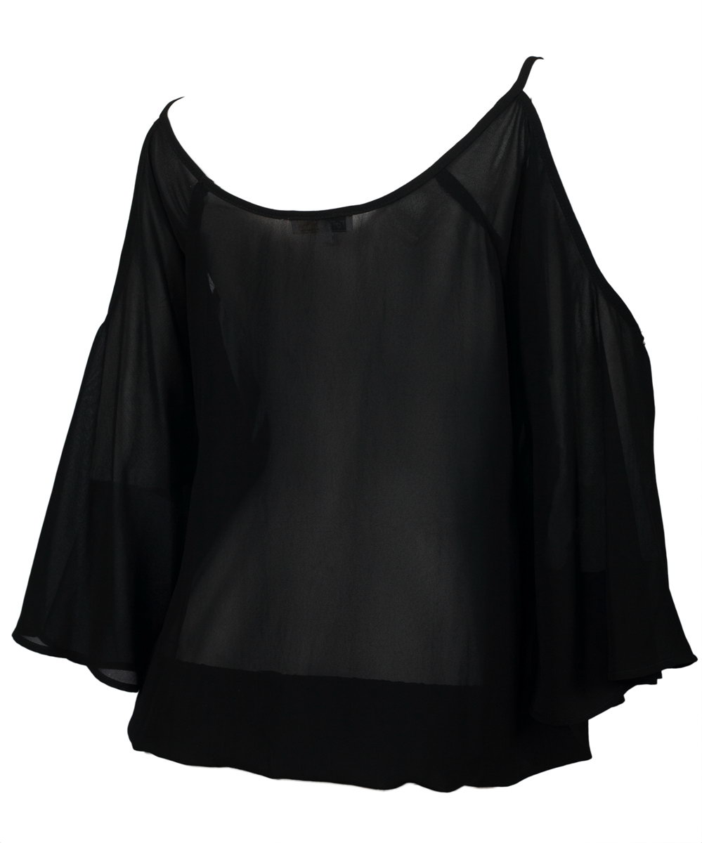 Plus Size Sheer Off Shoulder Top with Rhinestone Detail Black | eVogues ...